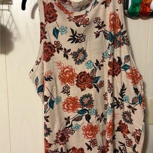Maurices Floral Tank Top - Cream, Red, Teal